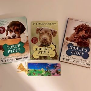 3 books with bookmark